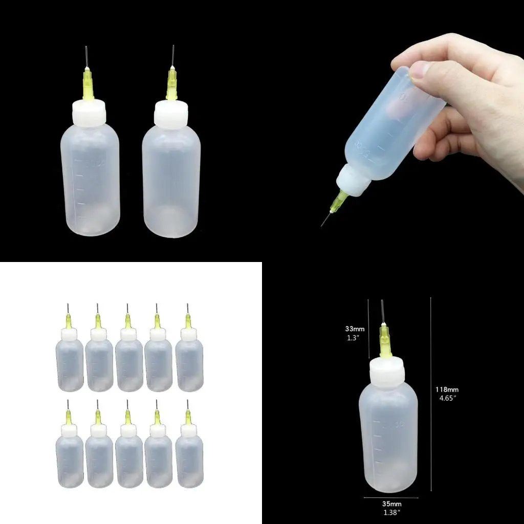10x Multi Purpose DIY Tip Applicator Bottles Set DIY Quilling