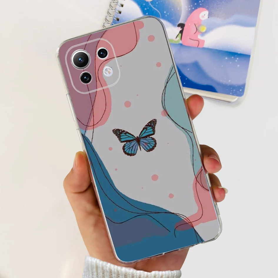 For Xiaomi Mi 11 Lite Case Luxury Marble Butterfly Phone Back Cover For Xiaomi Mi 11 Lite 5G NE Transparent Funda Mi11 Lite Capa