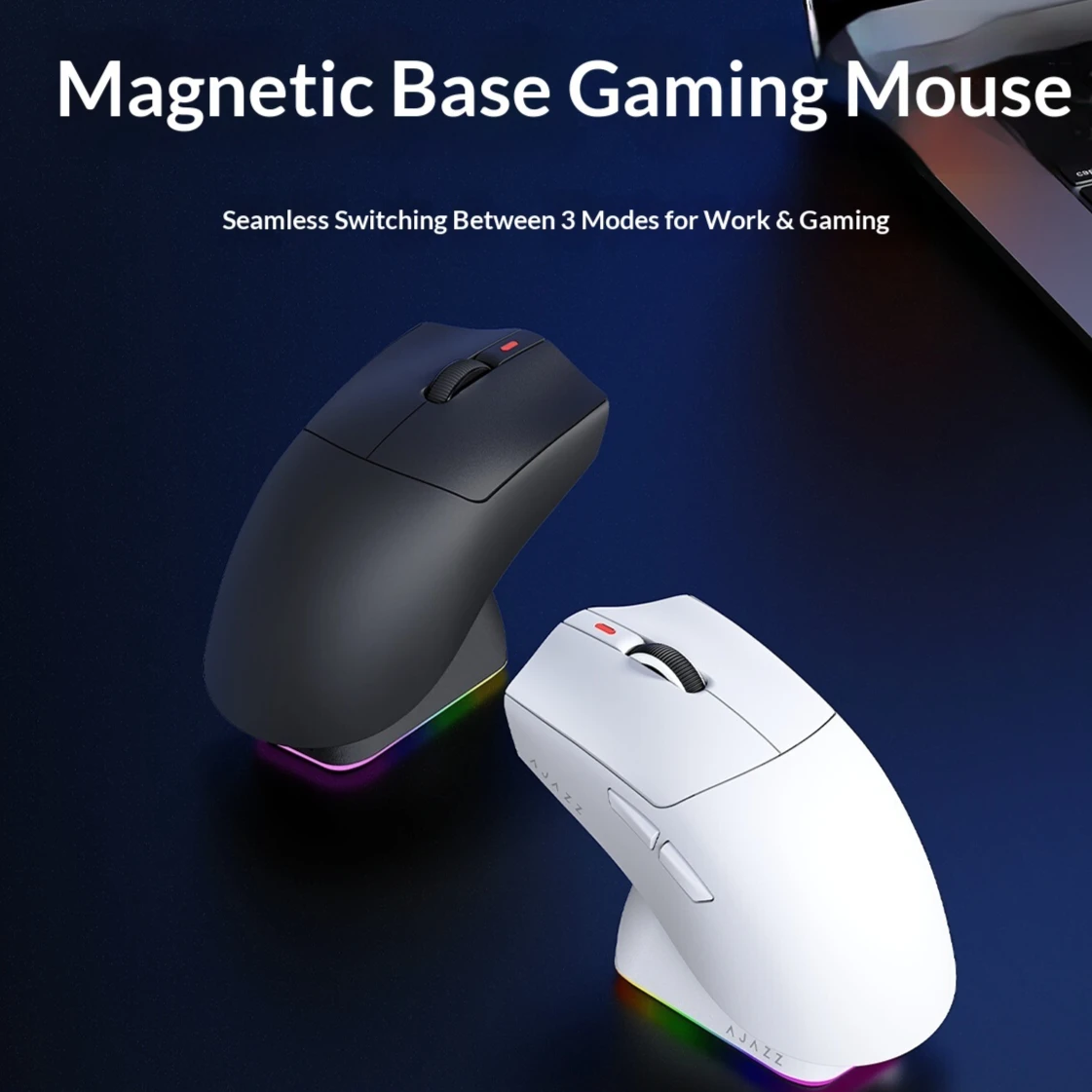

Ajazz Aj139 V3 Wireless Mouse with Magnetic Base - Bluetooth 3 Mode E-Sports Wired Paw3395 Lightweight for Medium to Large Hands