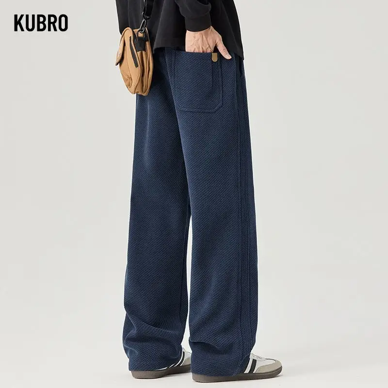 

New Autumn and Winter Knitted Twill Straight-leg Pants with Fleece Warm Casual and Versatile Men's Casual Pants Men Clothing