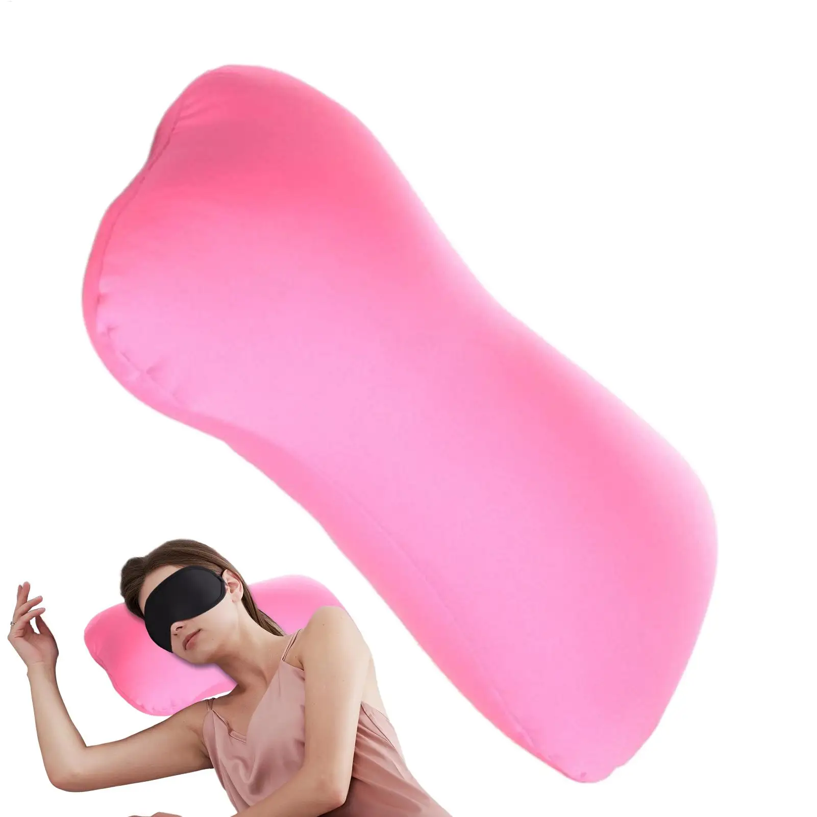 Bead Pillow Cervical Pillow Portable Support Headrest Cushion for Camping Road Trip Traveling Airplane Car Bed Flight ﻿