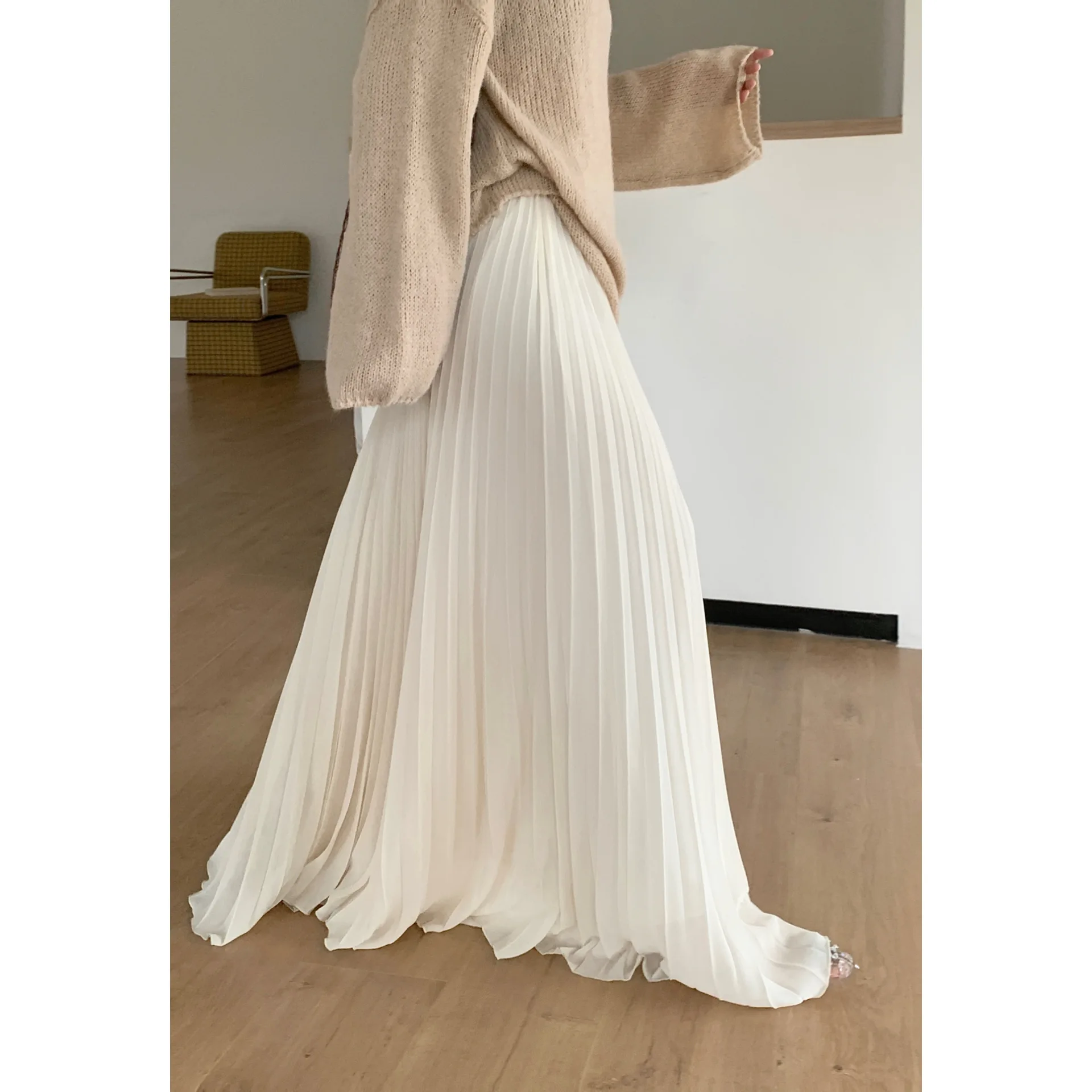 

Женская модная повседневная длинная юбка, элегантная винтажная плиссированная юбка, женская одежда для вечеринок, уличная одежда для женщин