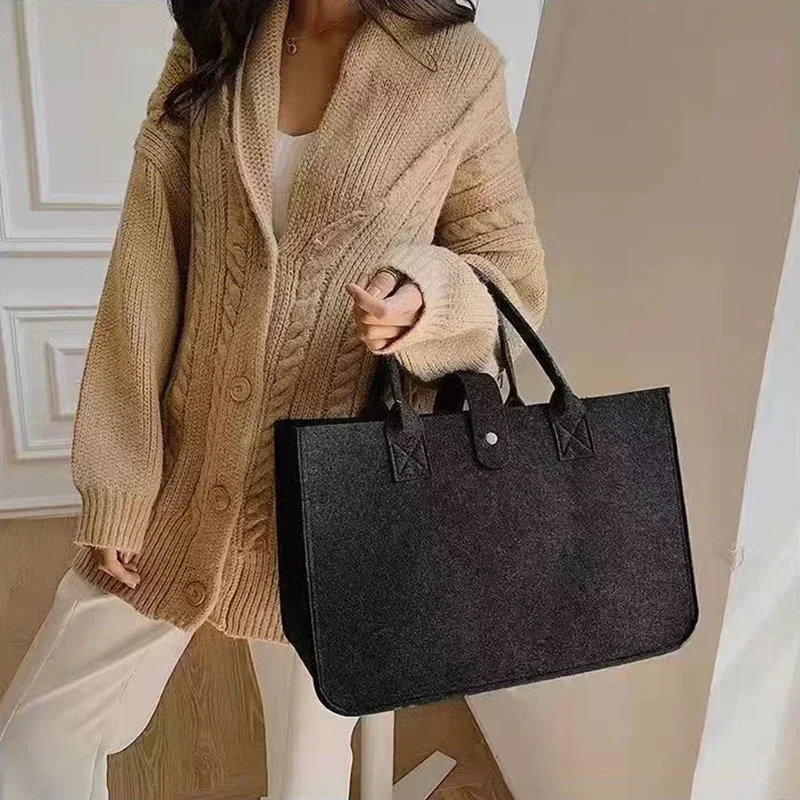 Bolso de mano de fieltro abierto para mujer, bolsa tejida de gran capacidad, a la moda, de diseñador, para comprar en línea, 2023