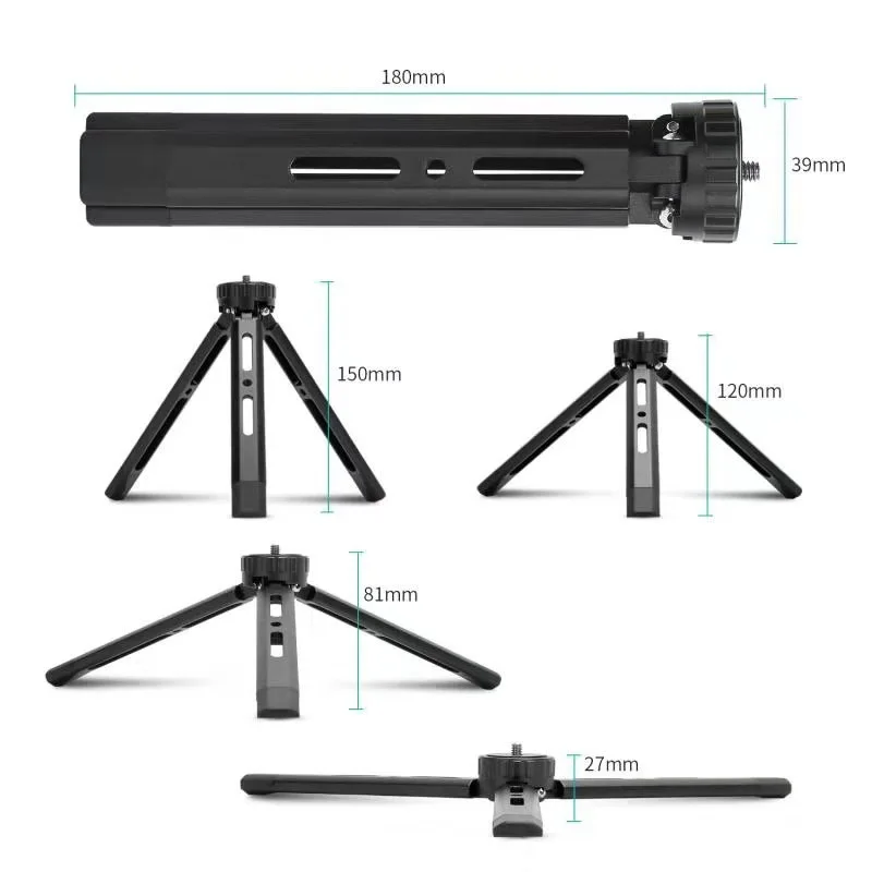 Photography Mini Metal Tripod Aluminum Alloy Desktop Stand Tripod with 1/4 inch Screw for DSLR ILDC Camera Camcorder Projector