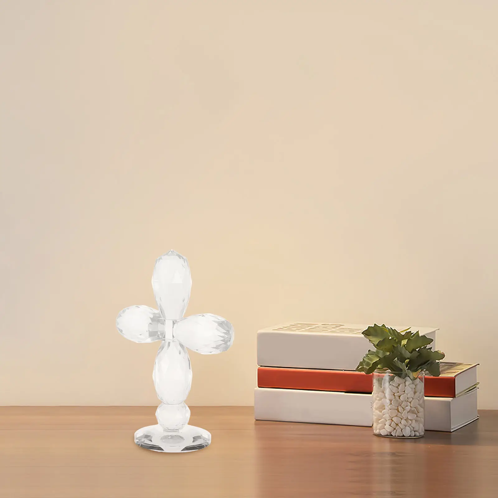 Sturdy Transparent Crystal Cross Decoration for Living Room Entryway Desk Shelf Altar Christmas Faith Decor Handmade Glass
