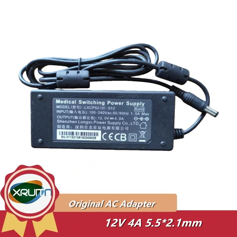 Genuine Longxc LXCP52(ll)-012 12V 4A 48W Medical Switching Power Supply AC Adapter Charger 12.0V 4.0A 5.5*2.1mm