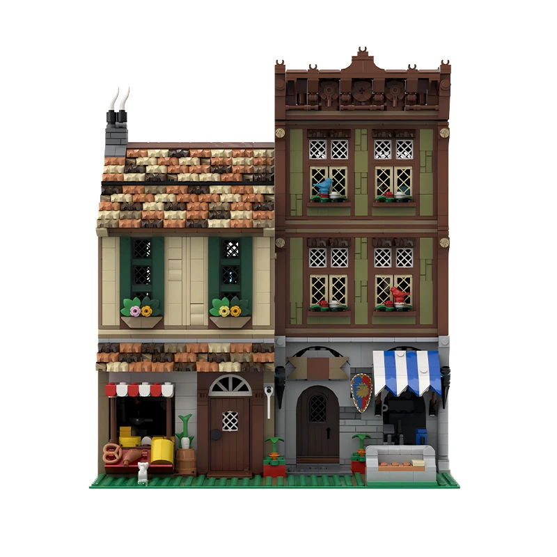 MOC City Street View House Hardware & Grocer tecnologia di costruzione modulare blocchi architettura set giocattoli di mattoni per bambini regali di natale