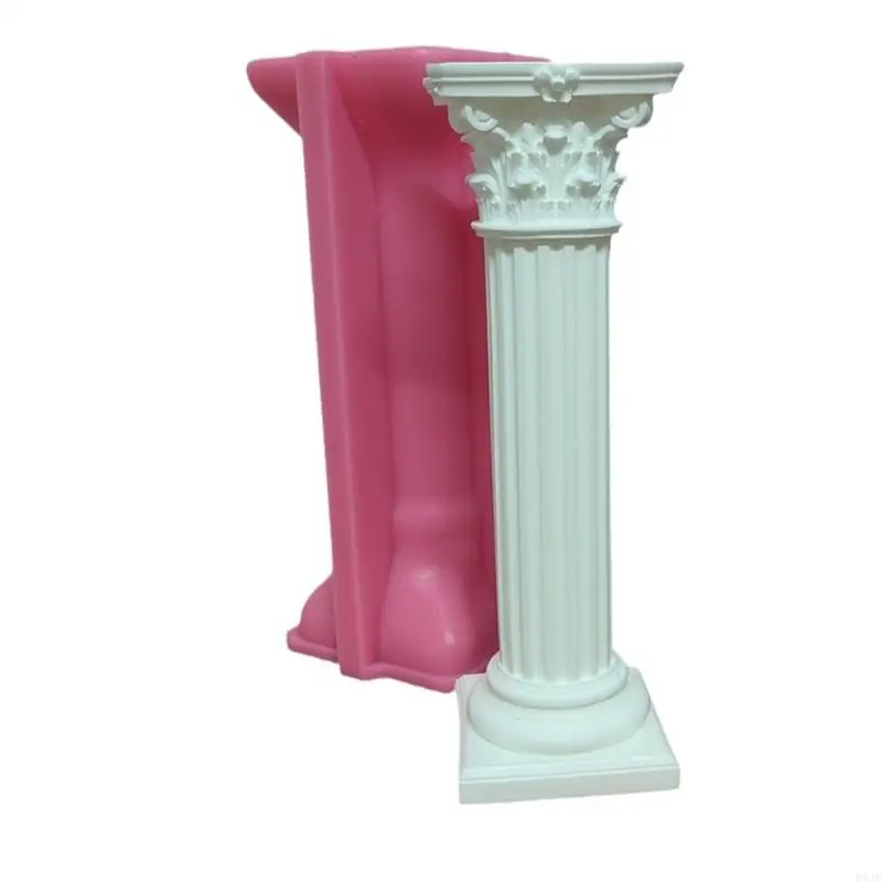 

R9JE Handmade Roman Pillar Candlestick Mould for Concrete Ornaments Silicone Mold