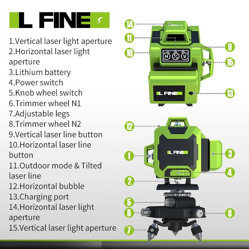 360-Degree Self-Leveling 16-Line 4D Rotating Laser Level Limited Time Discount High Cost Performance Industrial Grade Durable
