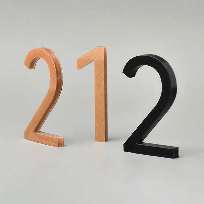 3D Digits House Number Sticker Self Adhesive Door Plate Sign Outdoor Mailbox Hotel Apartment Room Address 0-9 Number Home Decor