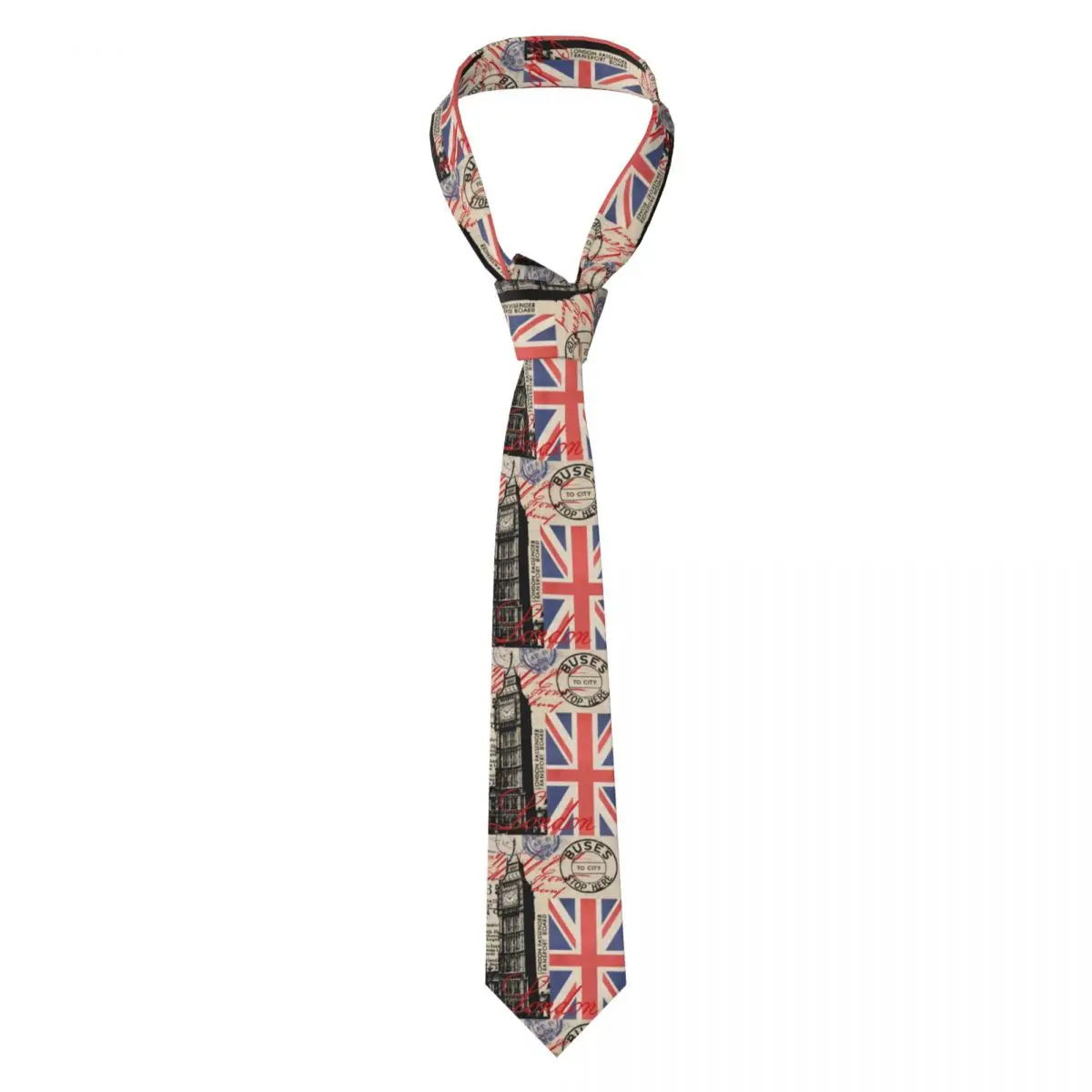 

Custom Retro Vintage London Tie Mens UK British Flag Mens Silk Tie For Father's Day