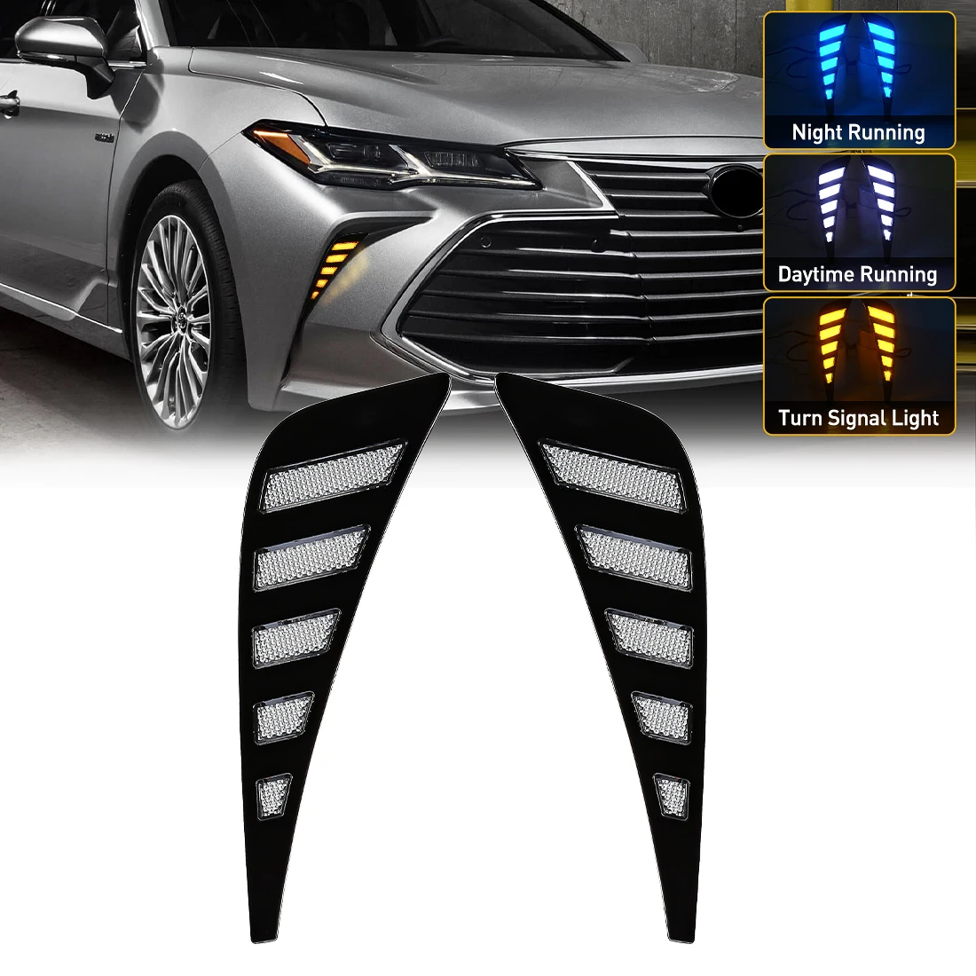 

For Toyota Avalon 2018 2019 2020 2021 Led DRL Daytime Running Lights Dynamic Turn Signal Car Fog Lamp White Yellow Blue Auto 12V