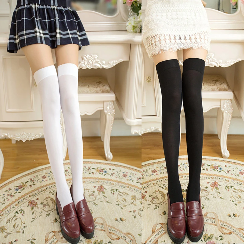 Yellow Socks Purple Stocking Women Black Deep Pink Over Knee Thigh White Skin Thigh High Socks Long Boot Socks