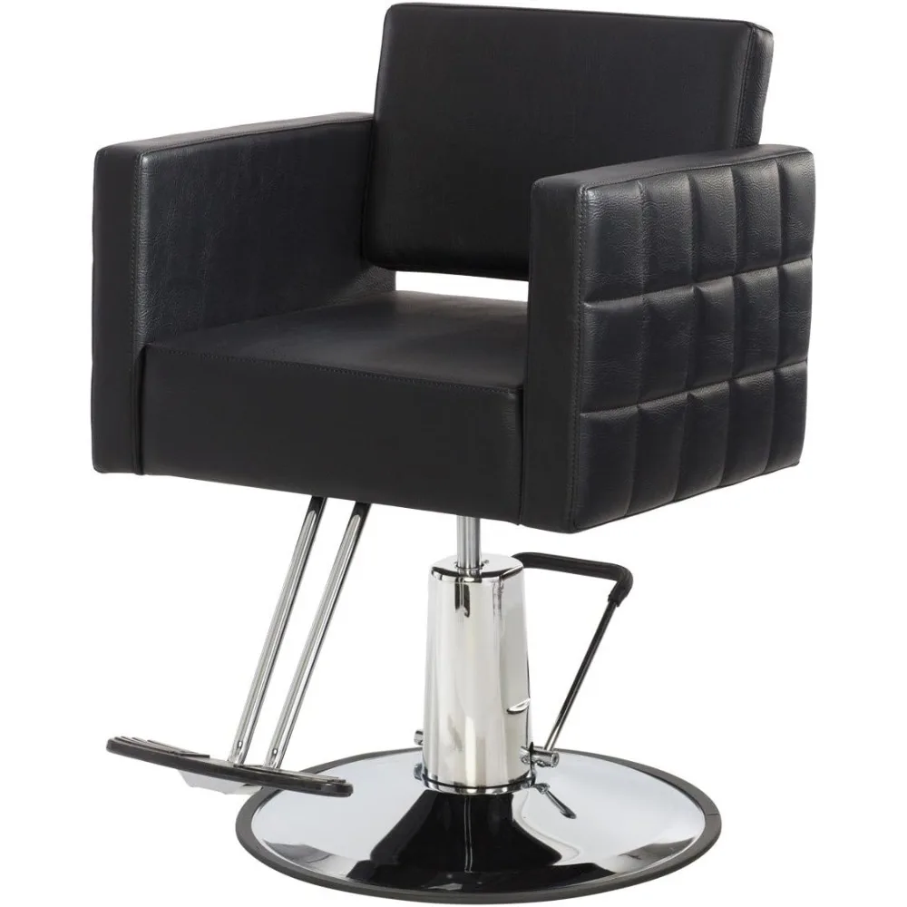 Styling Chair for Professional Salons and Barbers, Black Modern Hair Stylist Chair - Wide Seat, Quilted Design