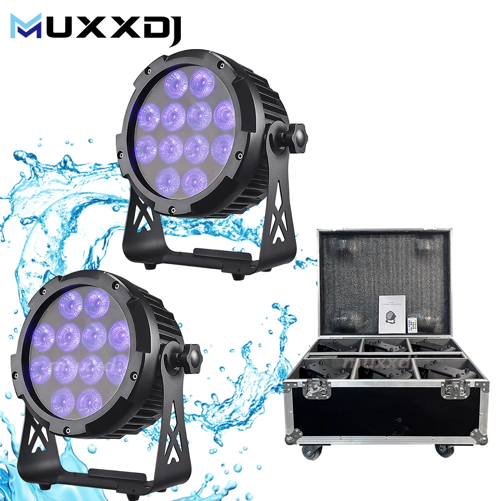

MUXXDJ 6pcs With Case IP65 Waterproof upLighting 12*18W RGBWA UV 6in1 Wireless Dmx Battery Powered Led Par Light for Party
