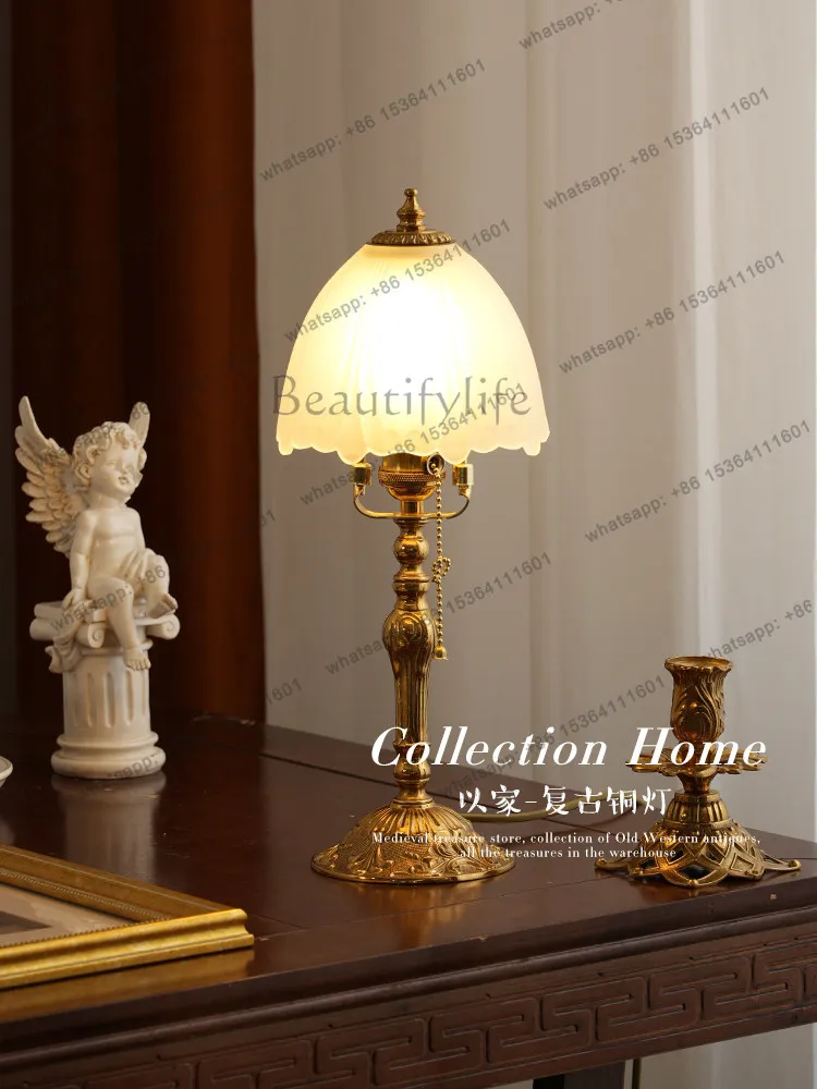 Original medieval retro brass luminous ornament art Western antique living room bedroom bedside ornament