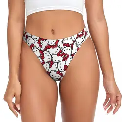 Custom Hello Kitty Pattern G-string Underwear Women's Comfortable Stretch Cartoon Thongs Panties