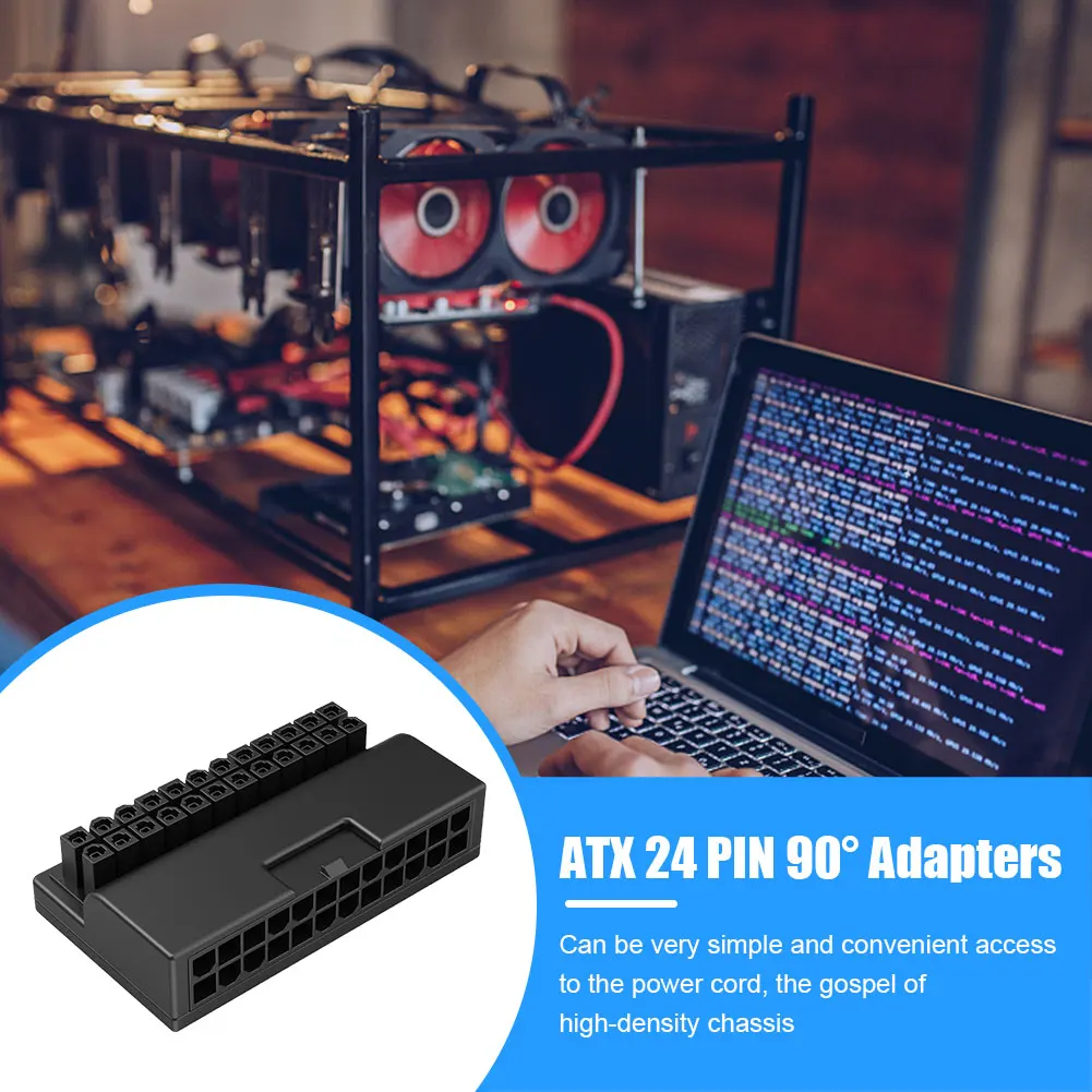 90 Degree Angled Converter Motherboard ATX Power Supply 24Pin Power Connector Adapter Motherboard Power