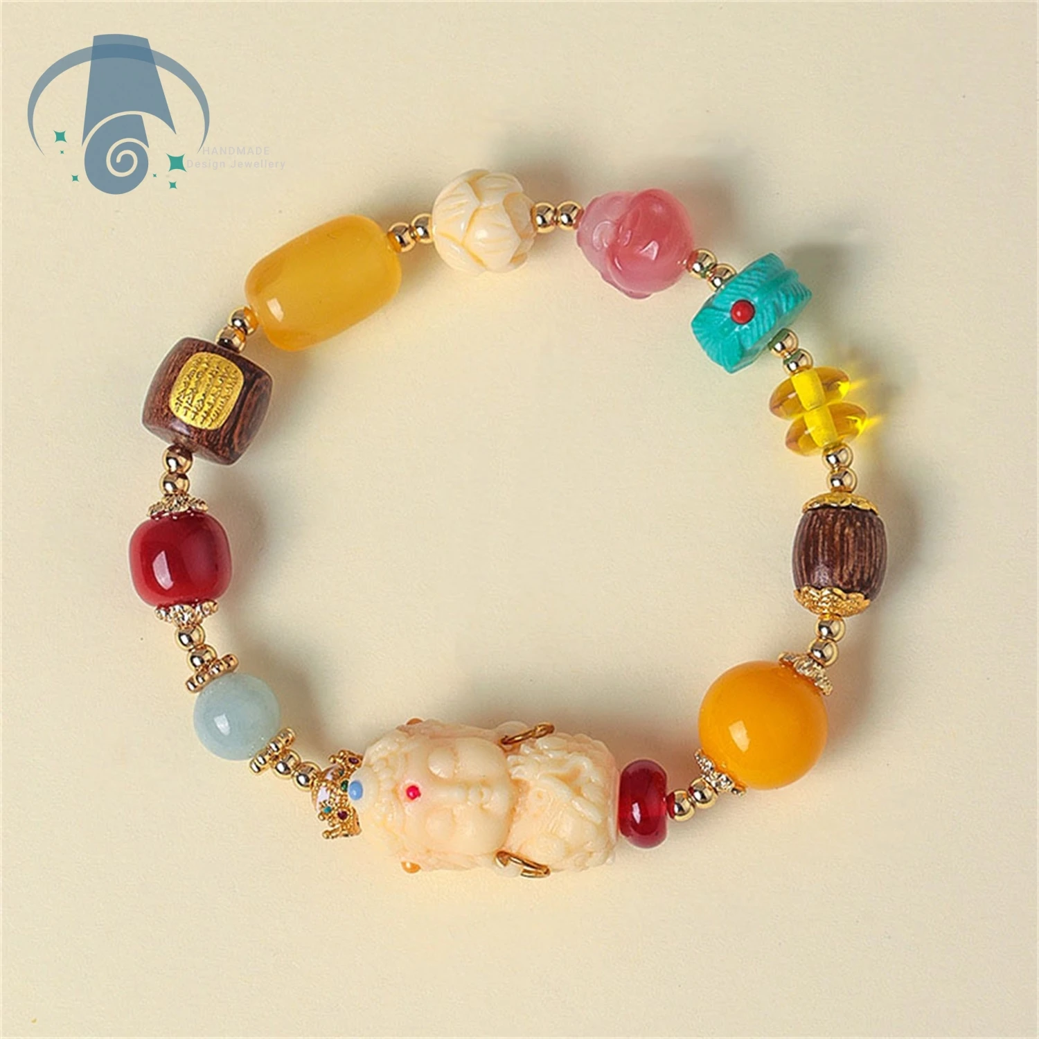 

Yoga Luck Protection Bracelet Sandalwood Agate Bodhi Seed Beads Five Mantras Buddhist Prayer Jewelry Gift for Women Fashion