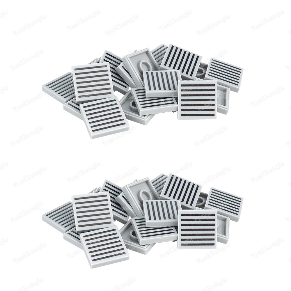3068p07 Zwart Grille 7 lijnen Patroon Bouwsteen 2x2 Tegels Gedrukt MOC figuren Militaire Accessoires Scènes Model Gift jongen Speelgoed
