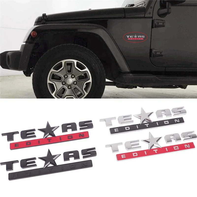 

3D ABS TEXAS EDITION Badge Rear Trunk Fender Emblem Stickers For Jeep Chevy Silverado GMC Sierra Car Decorative Accessories