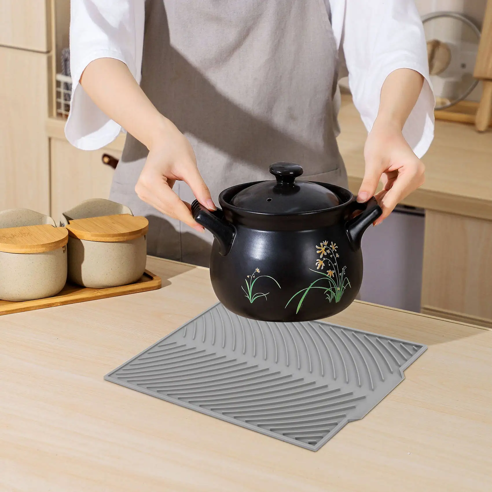 

Силиконовый коврик для сушки посуды, складной коврик для слива, прямоугольный коврик для сушки посуды, термостойкий нескользящий поднос-ABXK