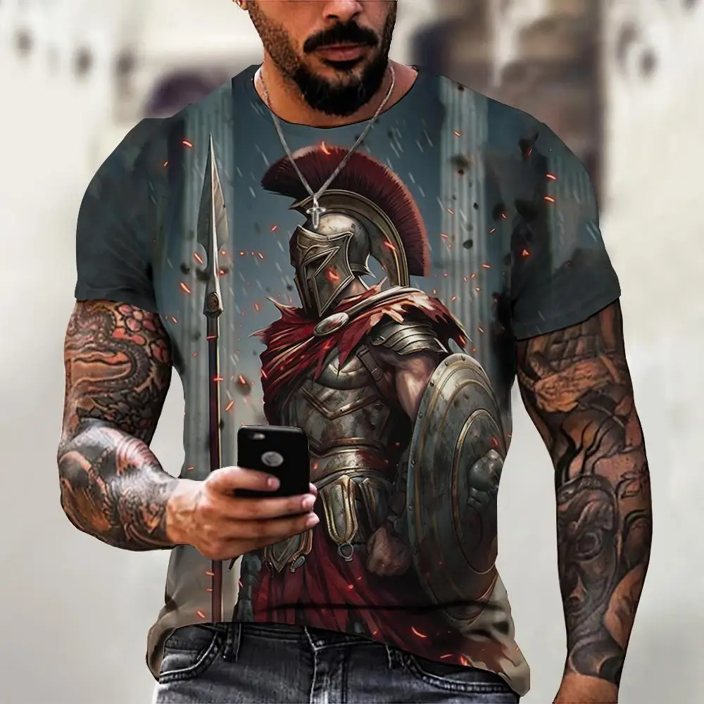 Sparta Graphic Tee Mens T-shirt for Men Clothing Oversized Tee Shirt Man T-shirt 3D Print Summer Tops Casual Short Sleeve Street