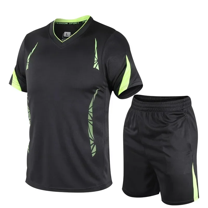 

Men's Summer Fitness Short Sleeve T-Shirt 2026 Sports Suit Fast Drying Loose Casual Running Clothes Large Size T-Shirts Suit