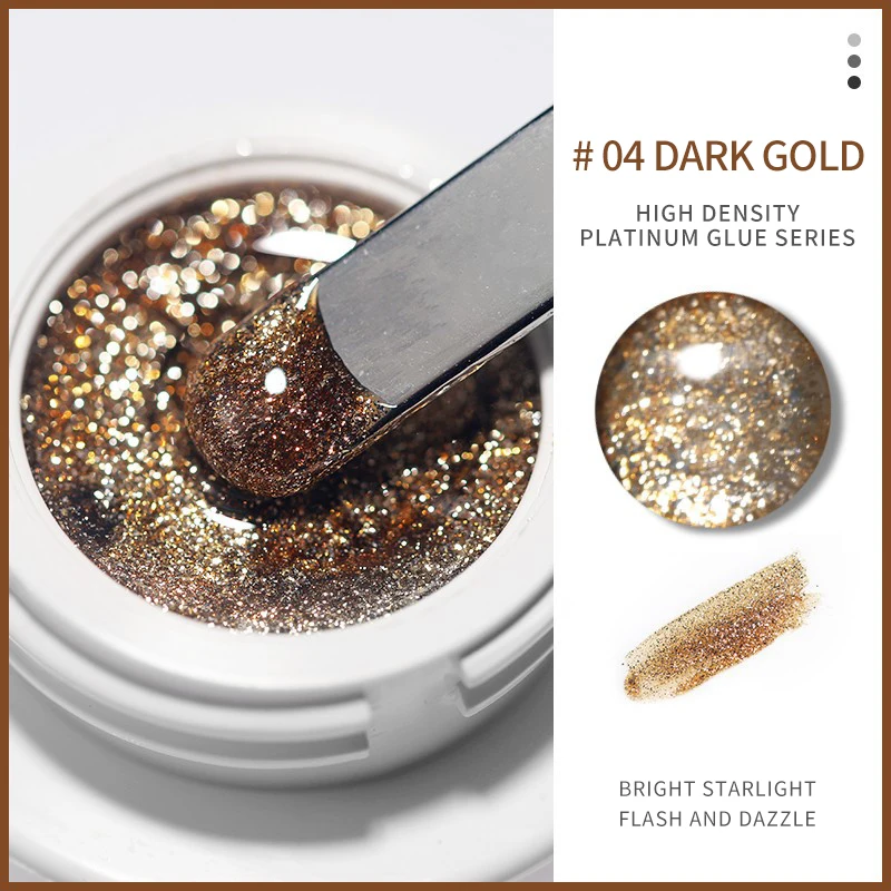 1Jar High Density Glitter Platinum Glue Nail Art Gold Silver Platinum Drawable Line Painted Line Nail Glue 5g UV Gel Varnish #GY