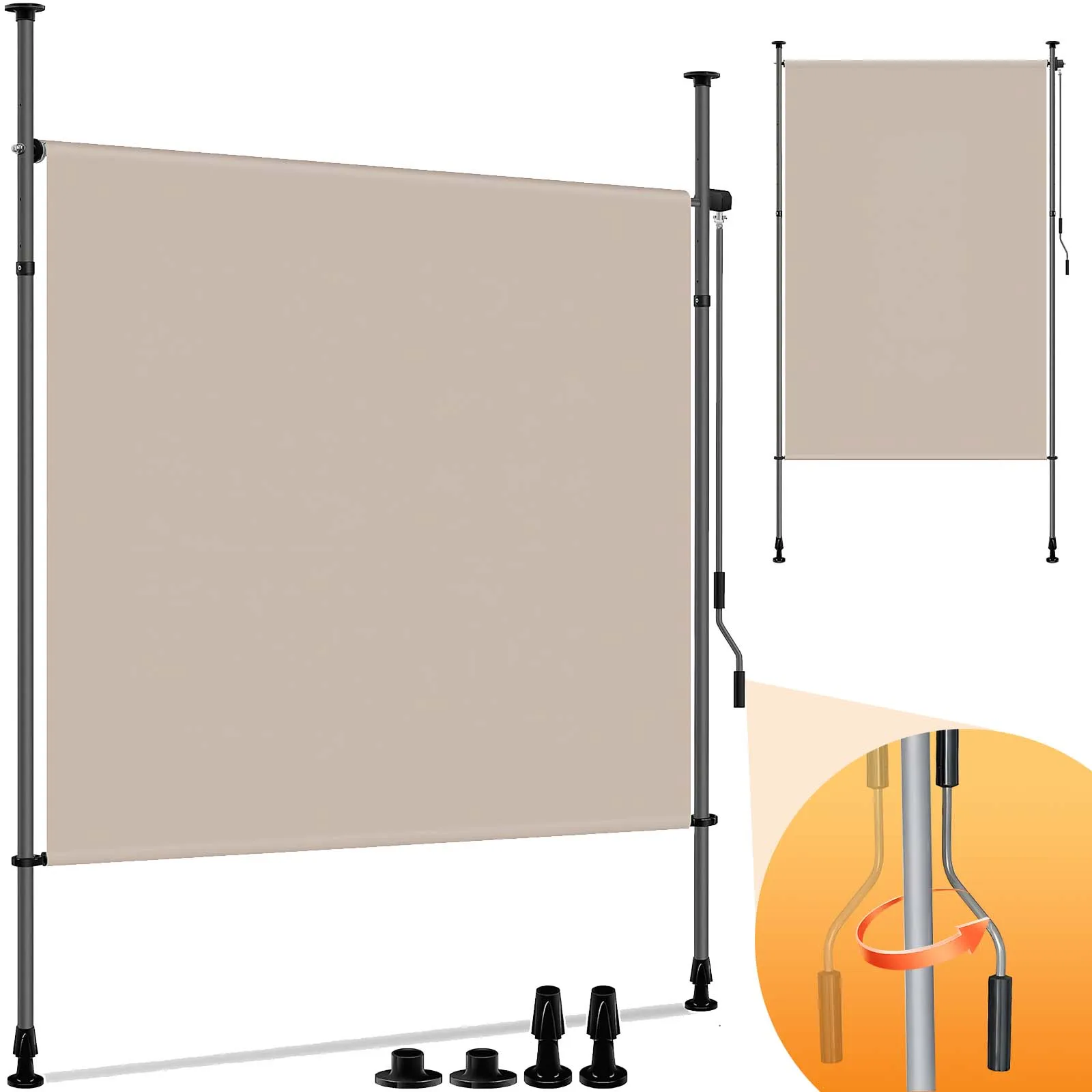 Auvent vertical extérieur, pare-soleil, écran d'intimité pour balcon, auvent latéral extensible résistant aux intempéries, sans perçage requis