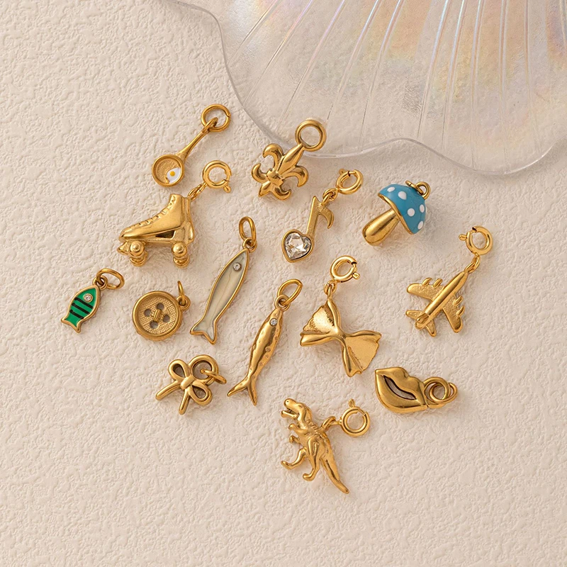 

10 шт./лот DIY микс ювелирных изделий аксессуары из нержавеющей стали лук самолет рыба кулон для подвесок телефон браслет