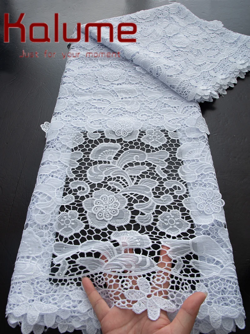 Kalume Lace Swiss Lace Fabric High Quality 2025 Cotton African Cord Lace Fabric 5 Yards Nigerian Wedding Dress for Sewing