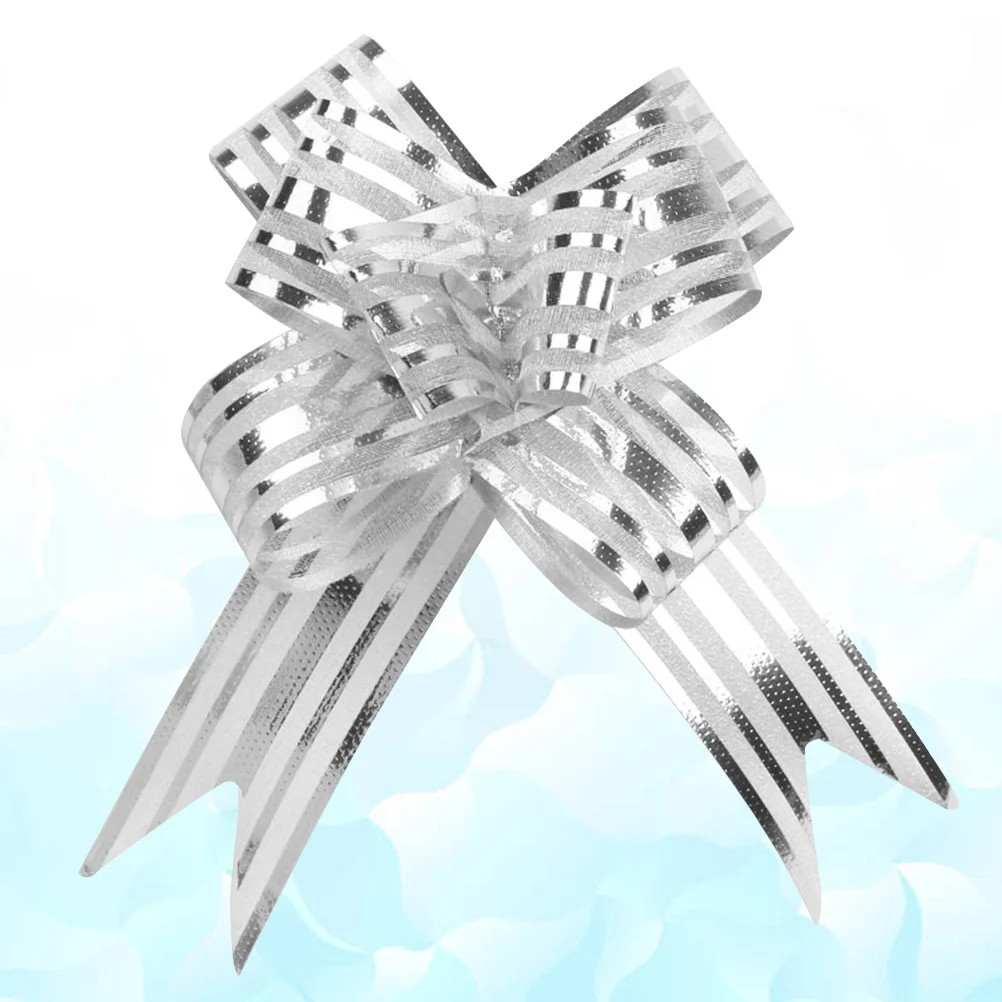 

20pcs Snow Tulle Pom Poms Pull Bows For Gift Wrapping Wedding Party Decor Christmas Tree Wine Bottle Decoration