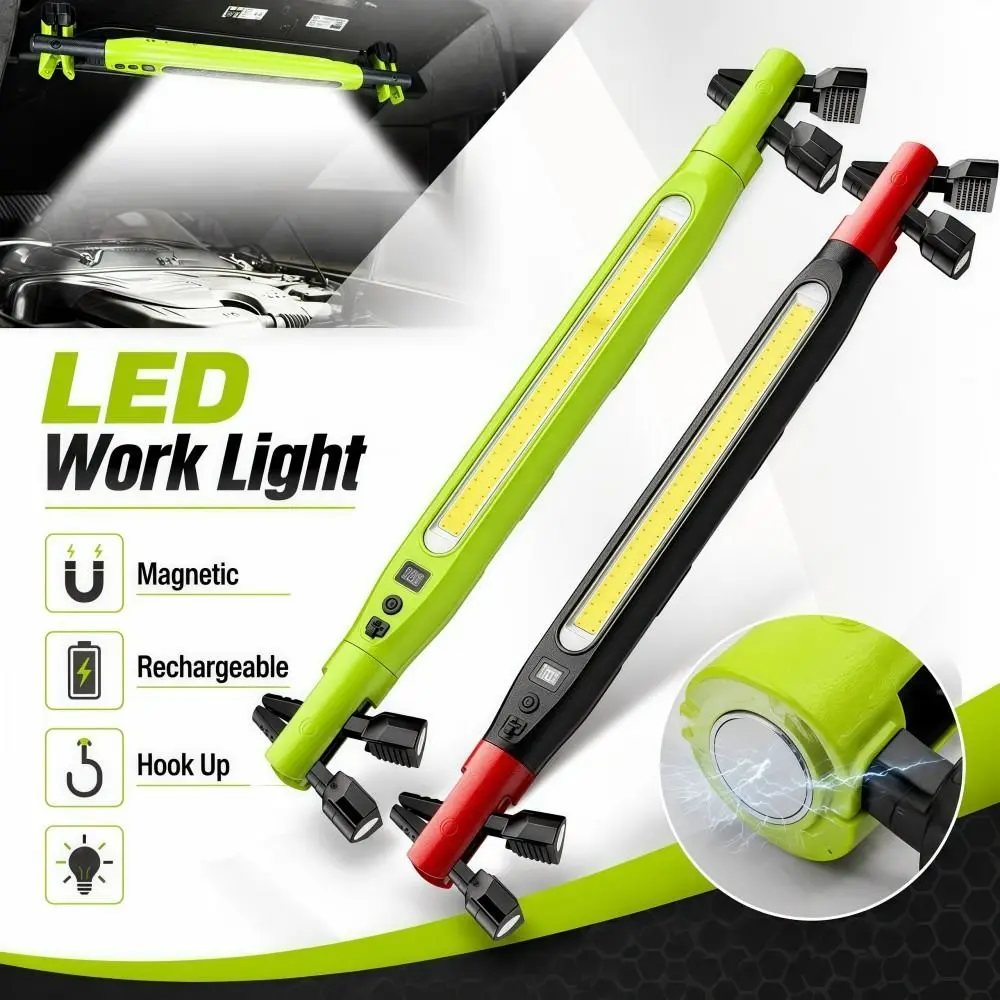 

Rechargeable Emergency Repair Work Light Digital Display Red Light LED Magnetic Flashlight Waterproof Hook Up COB Long Bar Light