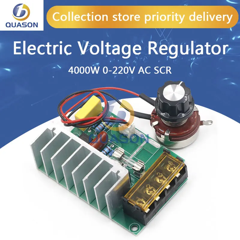 4000W 0-220V AC SCR Electric Voltage Regulator Motor Speed Controller Dimmers Dimming Speed With Temperature Insurance