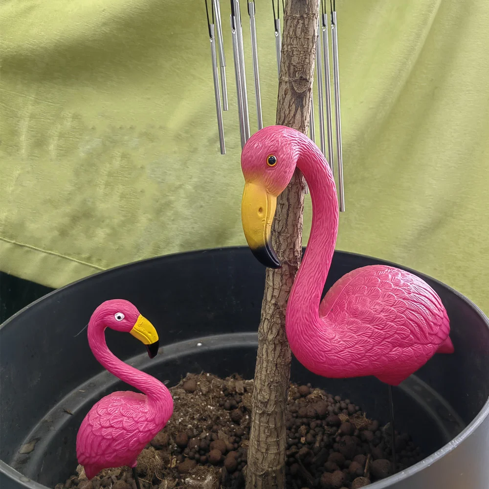 Mini Pink Red Small Plastic Flamingo Yard Decoration Bird Lawn Garden Stake Statue Figurines Ornament Flowerpot Planter