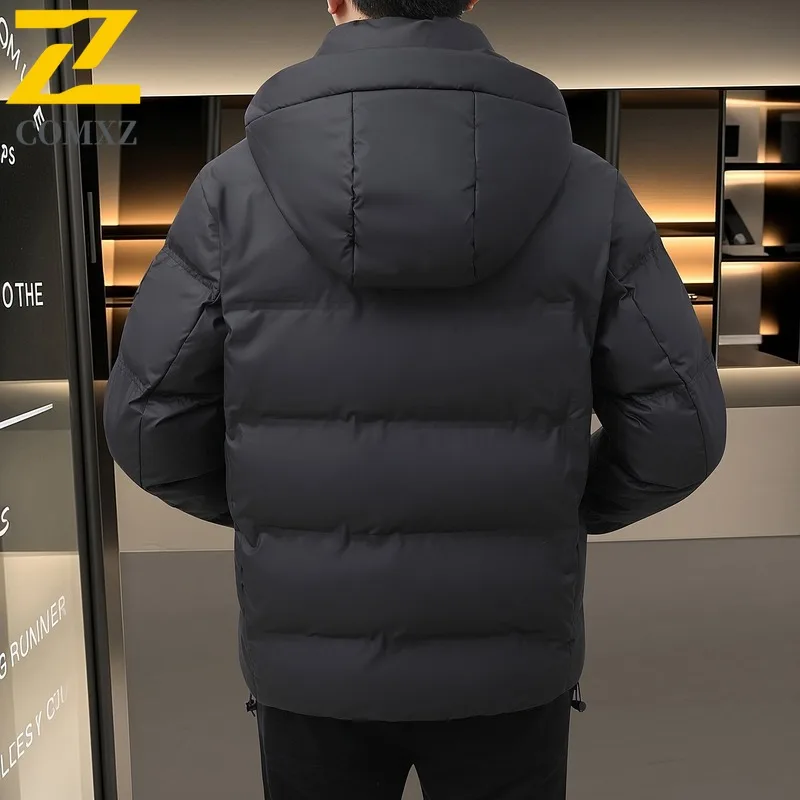 COMXZ 2025 Winter Warm Thick White Duck Down Coat Detachable Hood Windproof Waterproof Lightweight Shiny Outdoor Sport Coat​