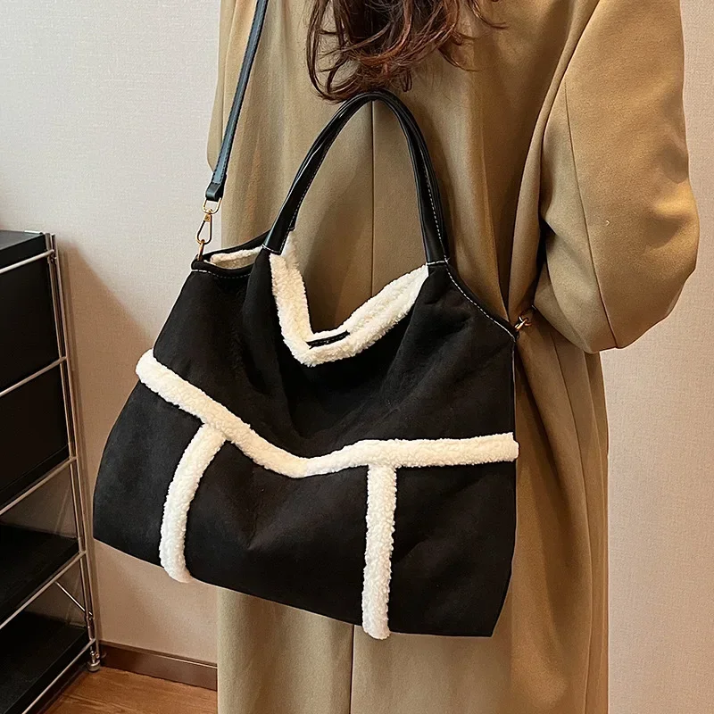 2023 New Casual Large-capacity Suede Handheld Tote Bag for Women Autumn and Winter High-end Single Shoulder Crossbody Bag