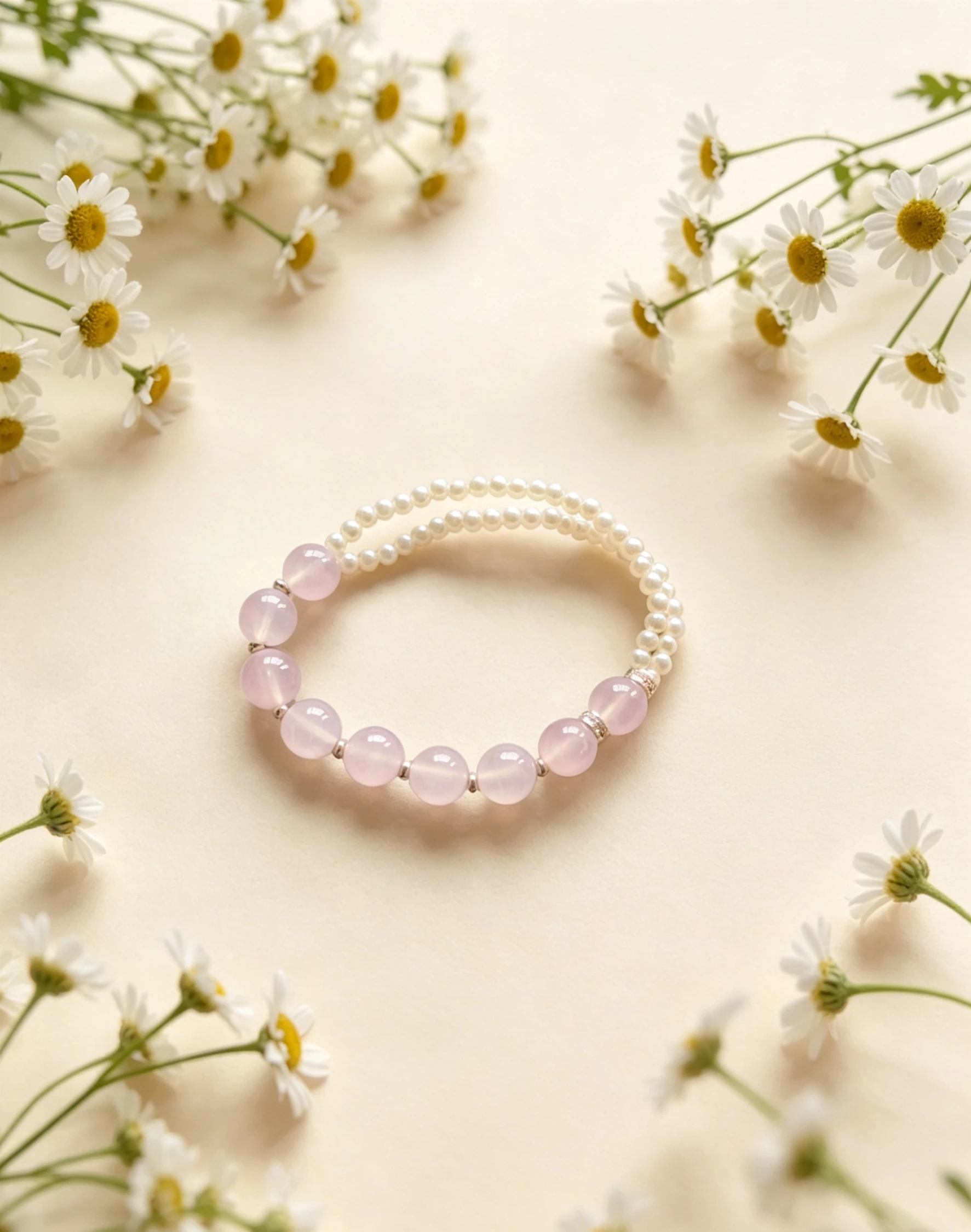 

Natural Rose Quartz Beaded Bracelet for Women