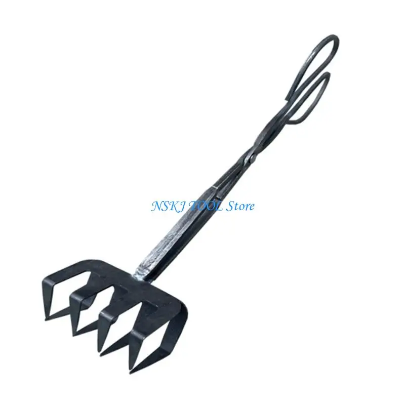 

L8RC Iron Firewood Tongs Pit Long Metal Clamp with Tooth Design for Comfortable Handling of Charcoal and Coals Tool