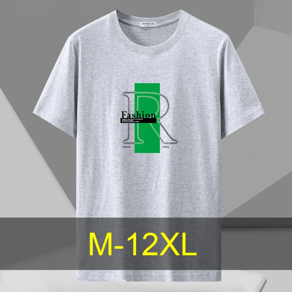 

10XL 12XL Plus Size T-shirt Men Summer Cotton T Shirt Print Short Sleeve Tshirt Fashion Casual Tops Tees Male Shirt Crewneck