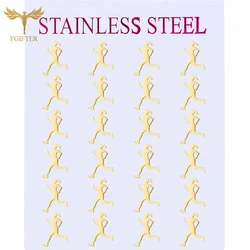 12 Pairs Fashion Running Women Earrings Girls Sport Jewelry Golden Stainless Steel Stud Earrings Set Wholesale Ear Accessories