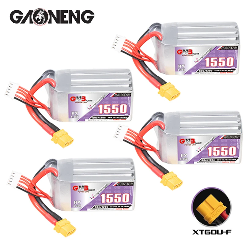 

GNB 4S HV 15.2V 1550mAh 60C/120C Lipo Battery for RC FPV Drone Quadcopter Helicopter Aircraft RC Car Boat Parts 4S Battery