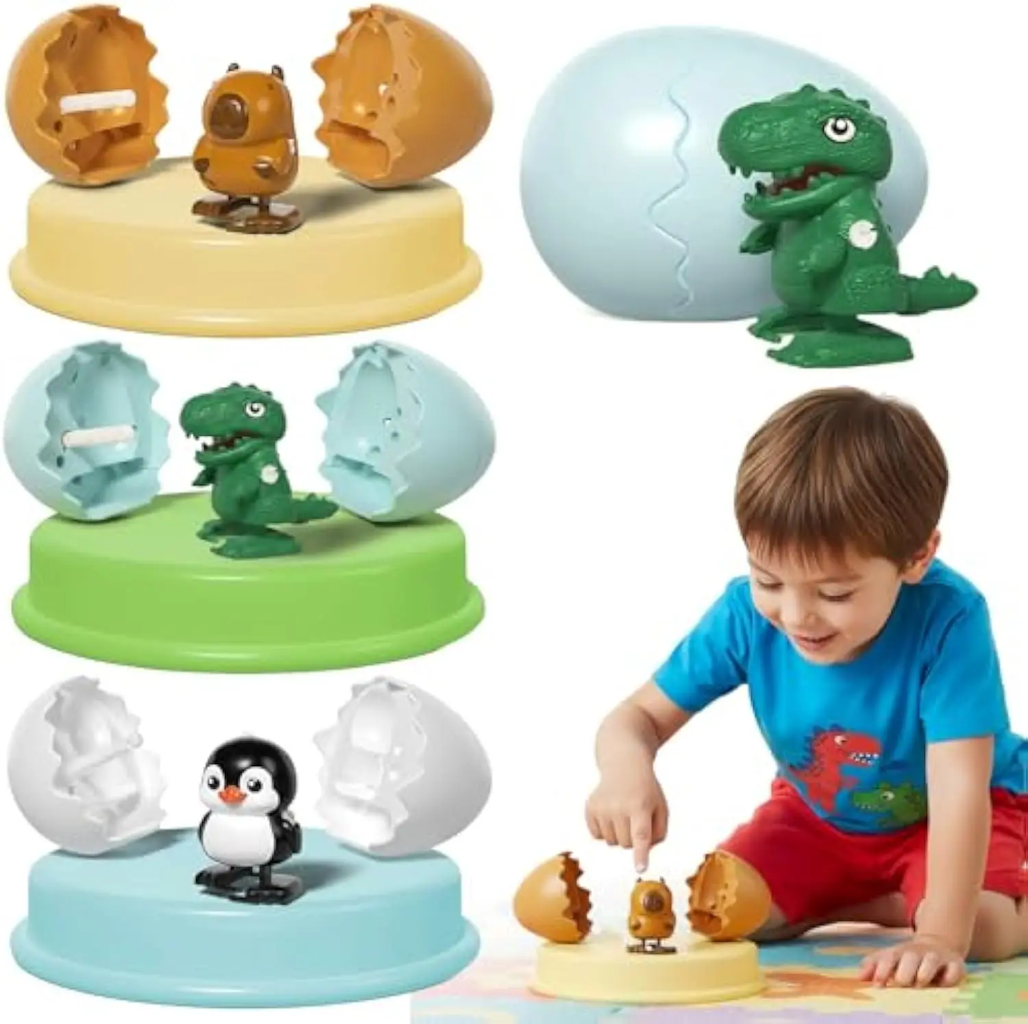 Cute Little Animal Bouncing Egg Toy Funny Wind-up Walking Jumping Chick Toy Wind-up Control Decor for Children Stres Educational