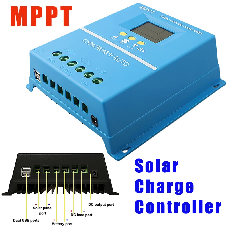 

MPPT Solar Charge Controller Tool 12V 24V 36V 48V Solars Panel Battery Smart Regulator Lead Acid/Lithium 60A 70A 80A 90A 100A