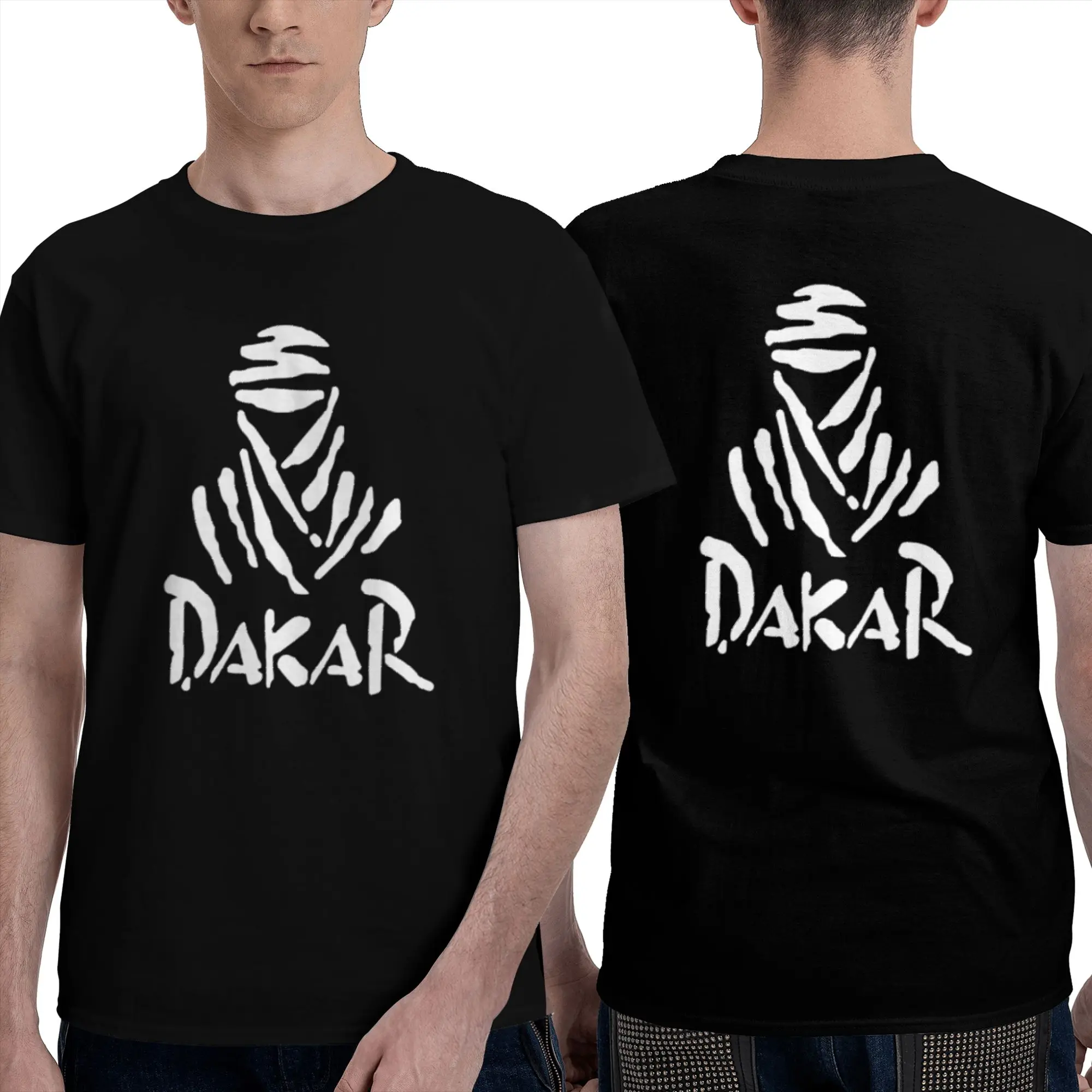 100% Cotton Dakar Rally Motorcycle T-Shirt Men's Double Sided T Shirt Men Round Neck Summer Shirts Tops Oversized