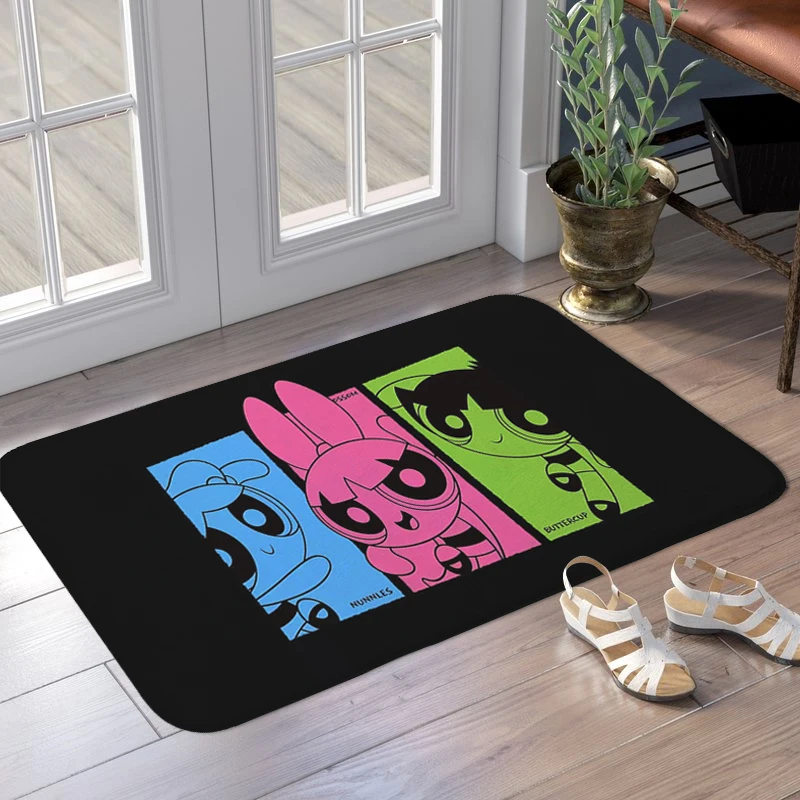 

Entrance Door Doormat The D-Powerpuffs Girls Porch Foot Mat Non-slip Corridor Carpet for Kitchen Slip-resistant Bathroom Rug