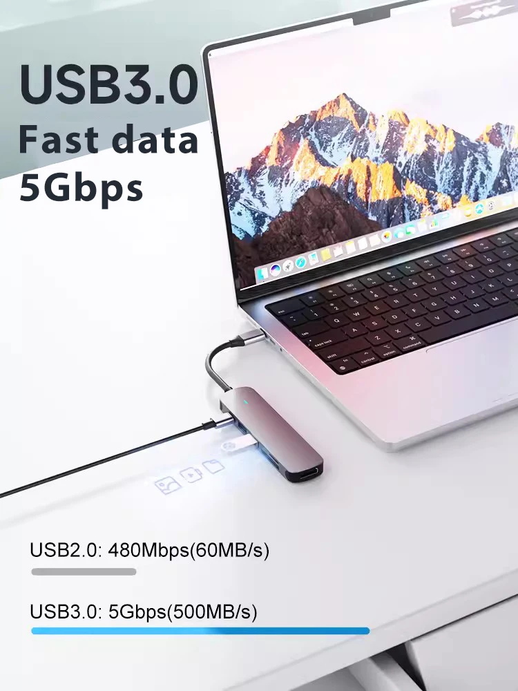 Hub USB 3.0 di tipo C a adattatore HDMI 4K Thunderbolt 3 RJ45 Hub USB C VGA TF Slot per lettore SD per MacBook Pro M3 M2 Air 13 2022 2021