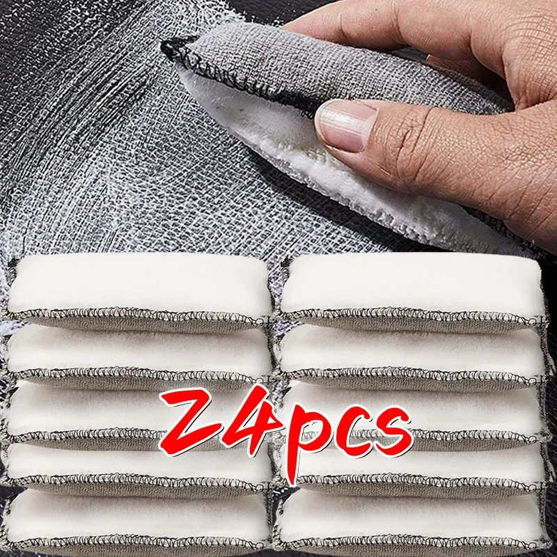 

2/24pcs Soft Double Side Microfiber Scrubbing Sponge Car Leather Cleaning Microfiber Towel Wax Sponge Auto Detailing Tools