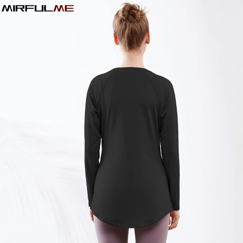 Women Loose Yoga Shirts S-2XL Long Sleeves Sport T-Shirts Breathable Running Sweatshirts Elastic Gym Fitness Tops Blouse Female